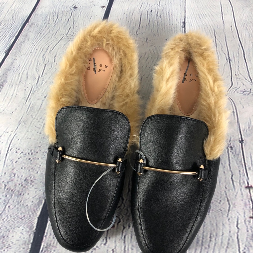 A New Day NWOB Faux Fur Mules 8.5